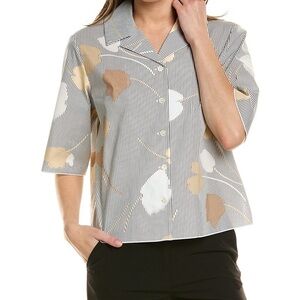 Piazza Sempione Gray and White Button Down blouse